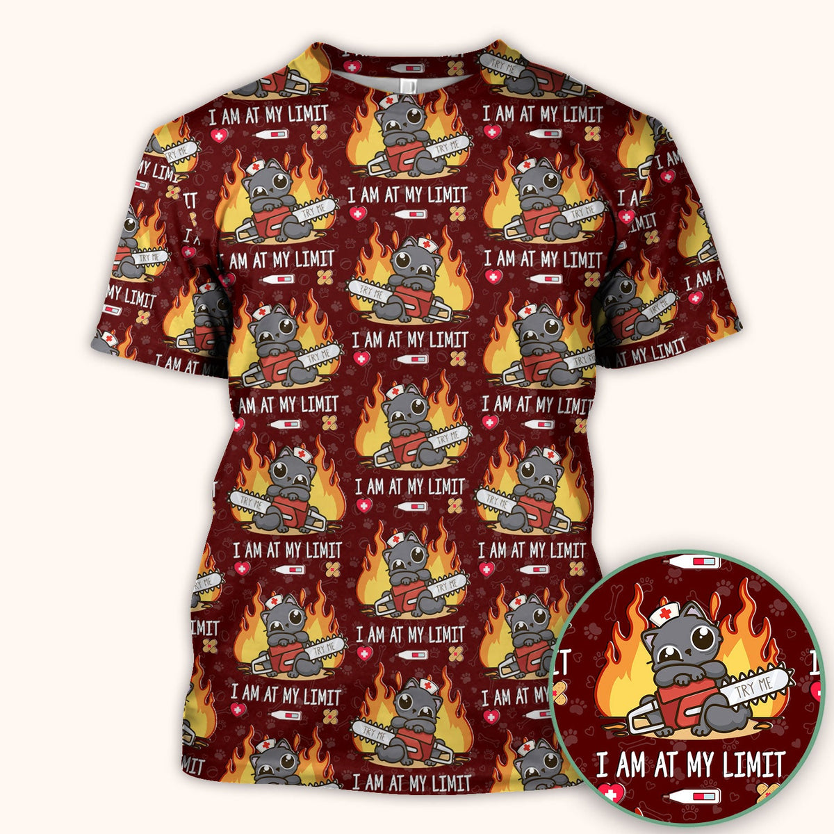 Cat I Am At My Limit Nurse Scrub Top
