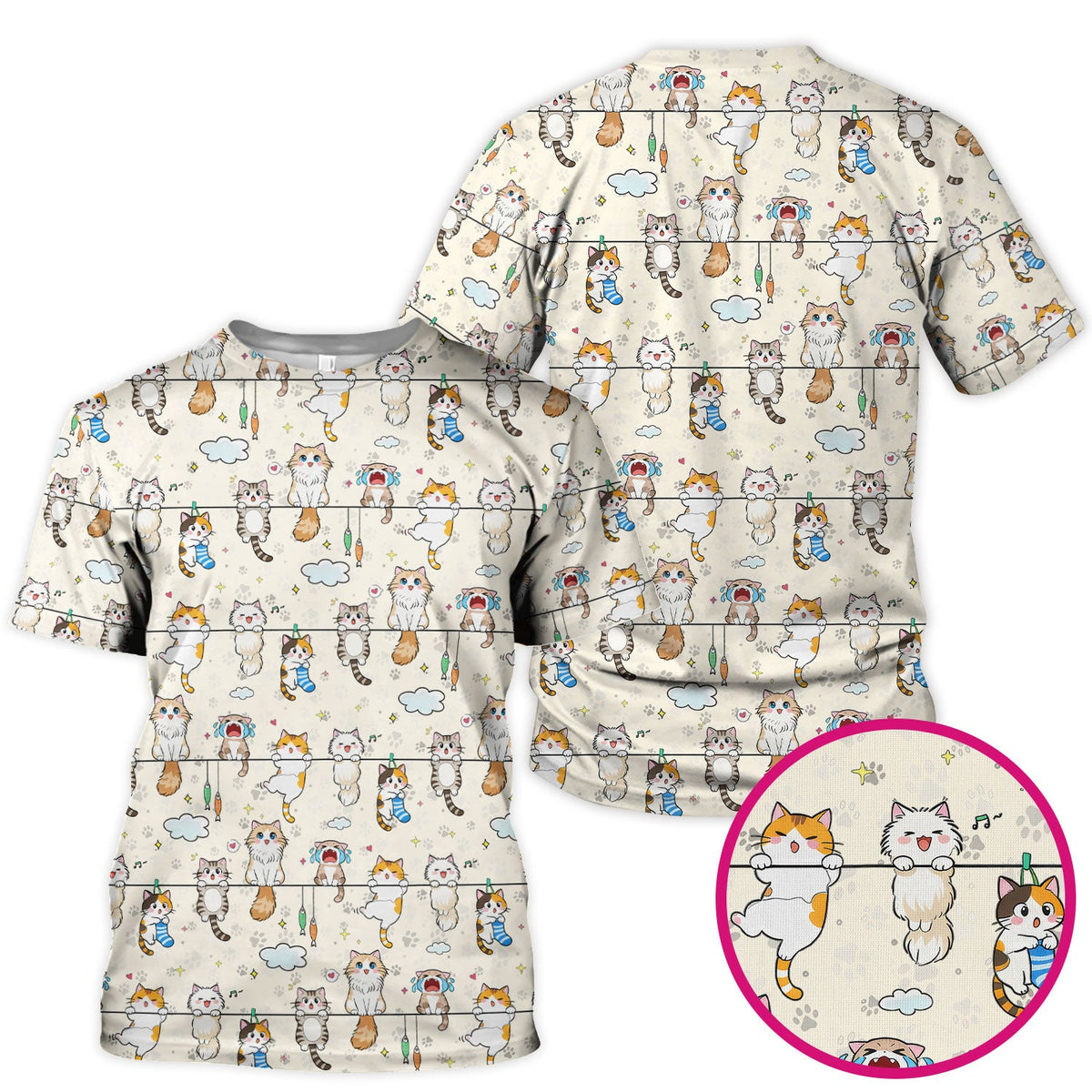 Cats With Cute Expressions Nurse Scrub Top