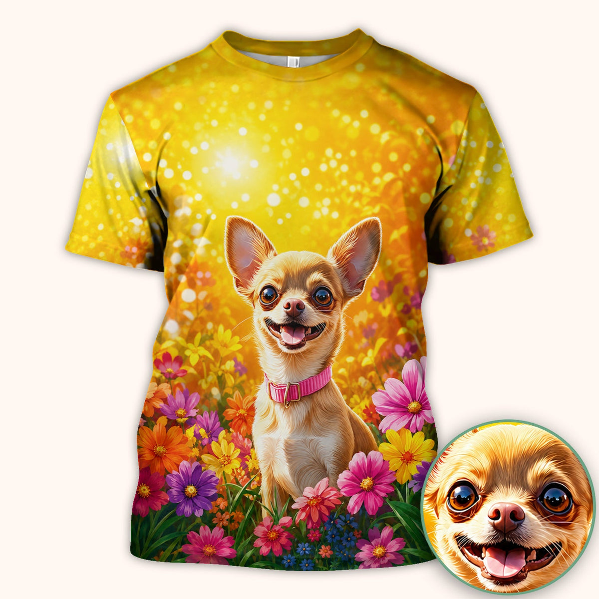 Chihuahua Flower Meadow Nurse Scrub Top