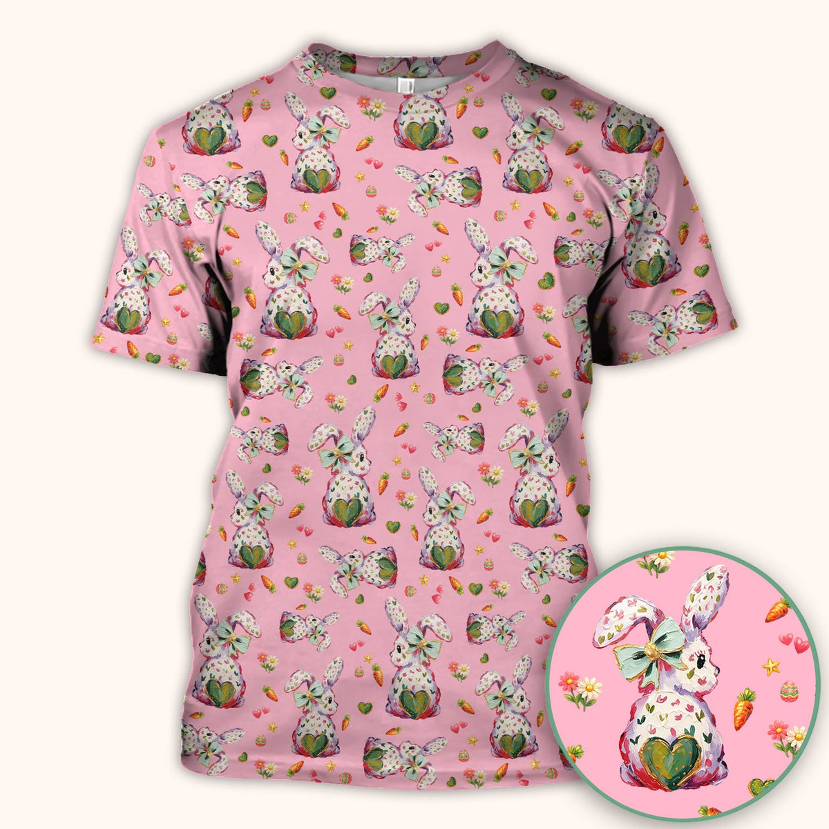 Pastel Bunny Easter Nurse Scrub Top