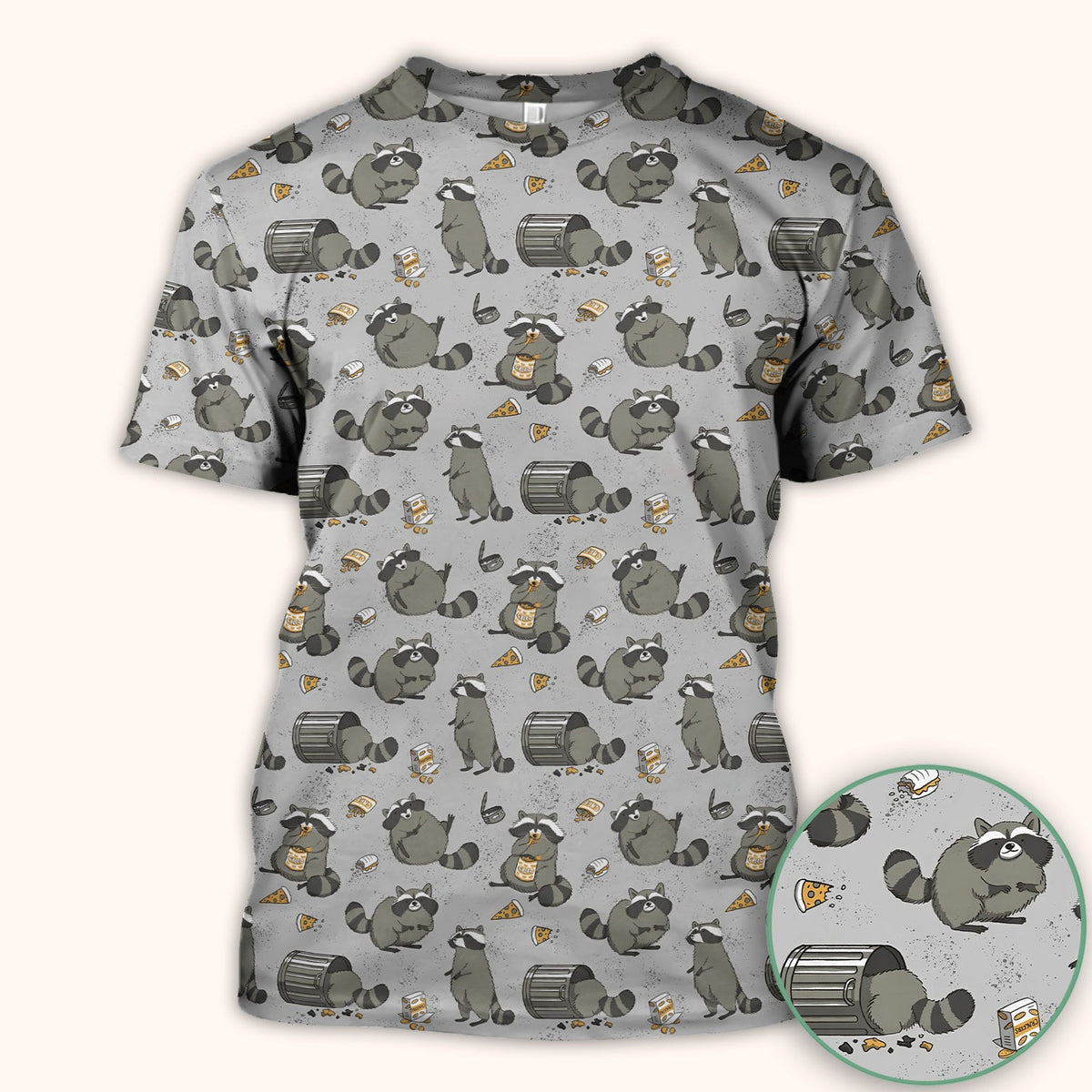 Raccoon Snack Trash Can Nurse Scrub Top