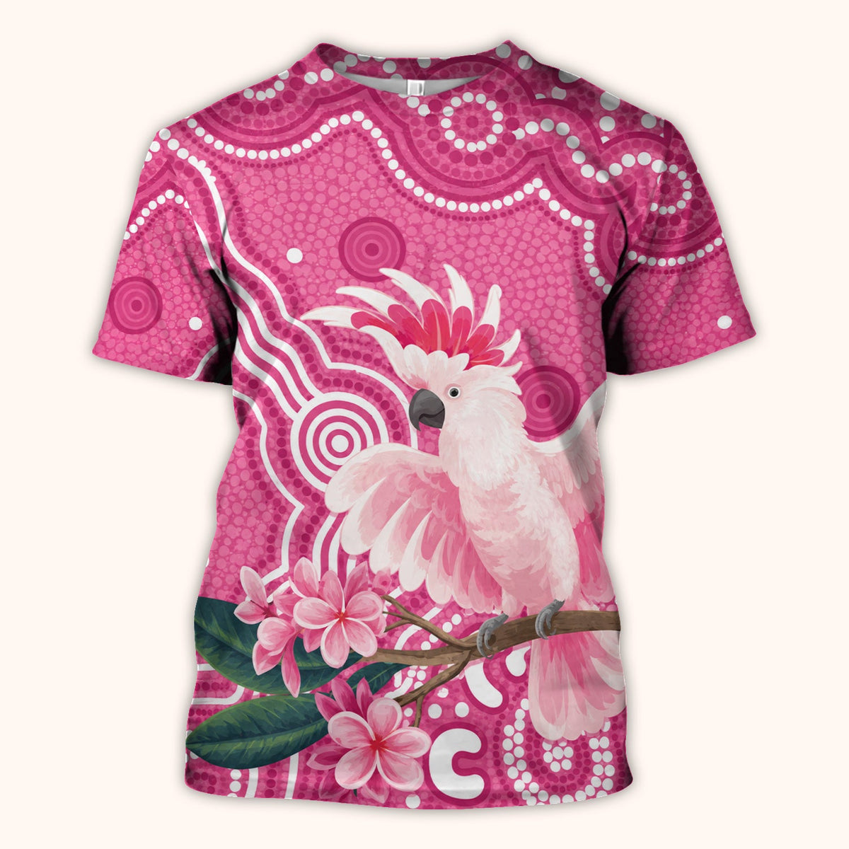 Pink Cockatoo Floral Dot Nurse Scrub Top
