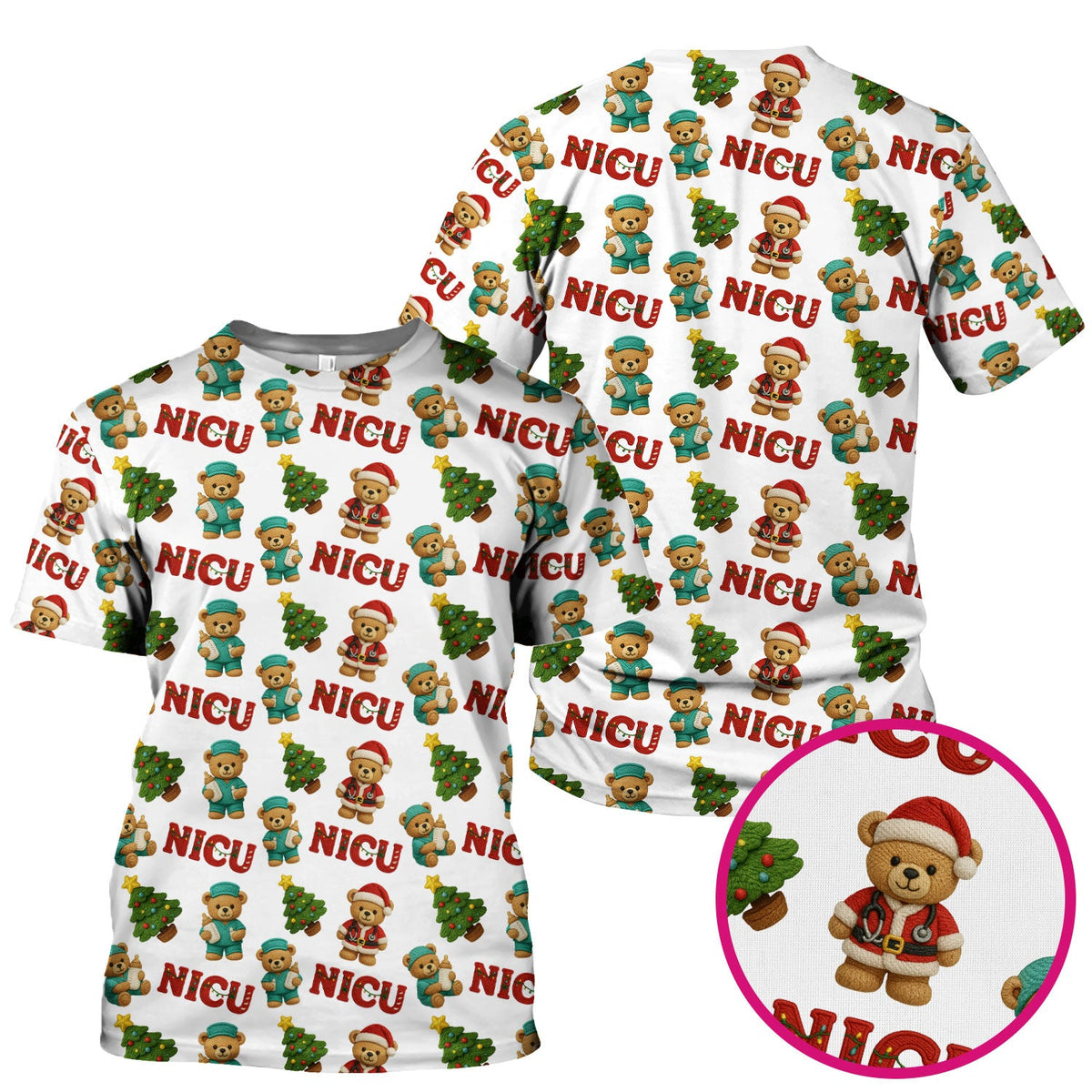 NICU Nurse Teddy Bear Scrub Top - Christmas Gift
