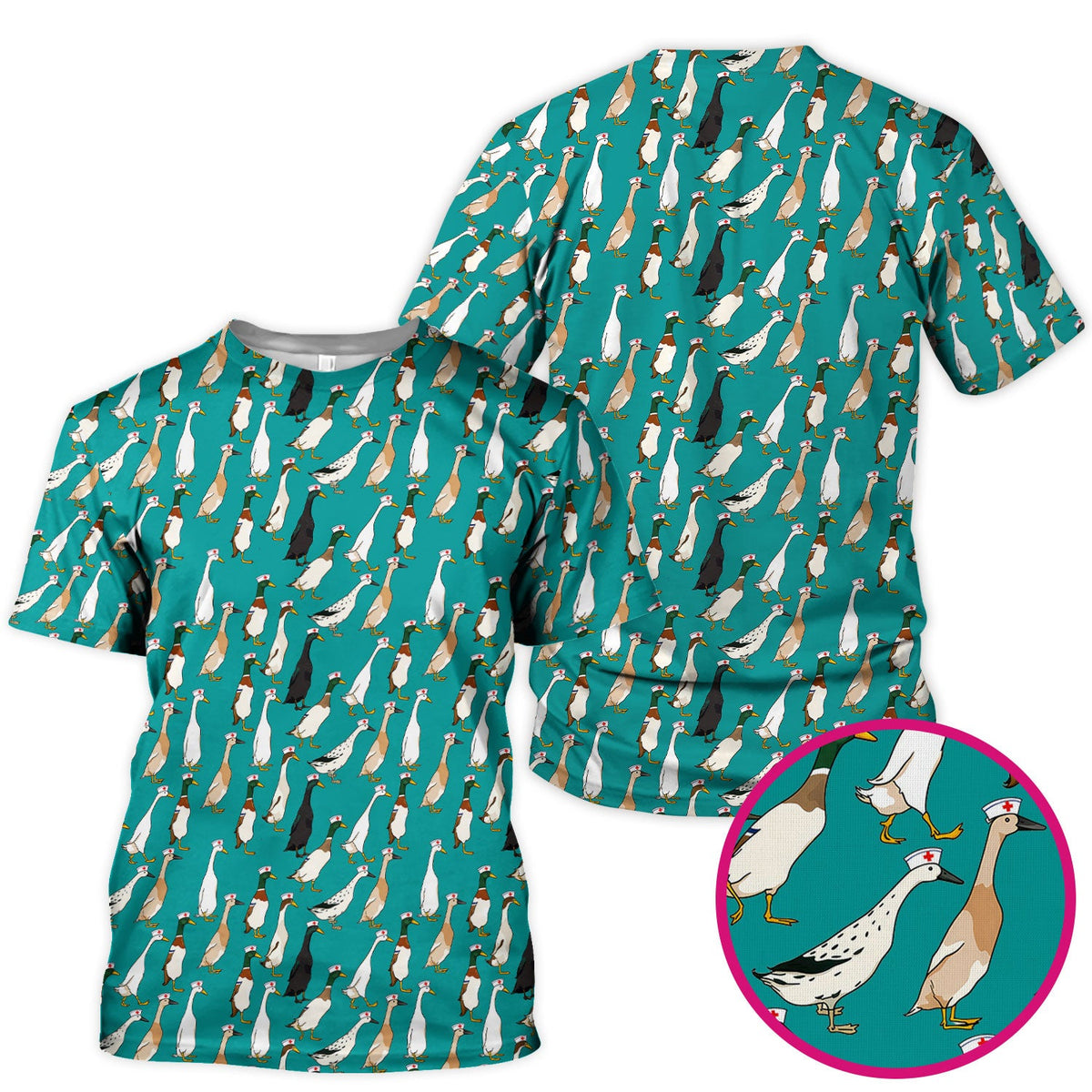 Duck Pattern Nurse Scrub Top