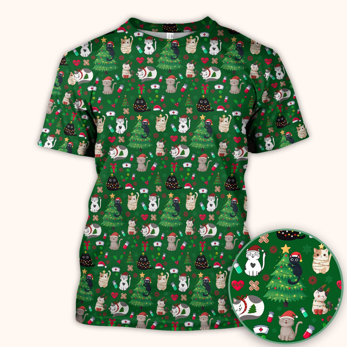 Christmas Pet Nurse Scrub Top