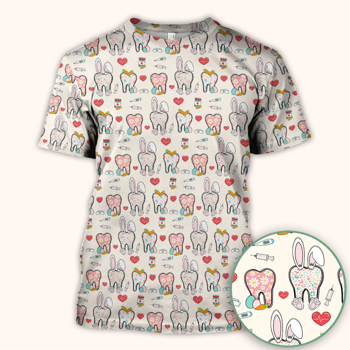 Easter Bunny Dentist Nurse Scrub Top