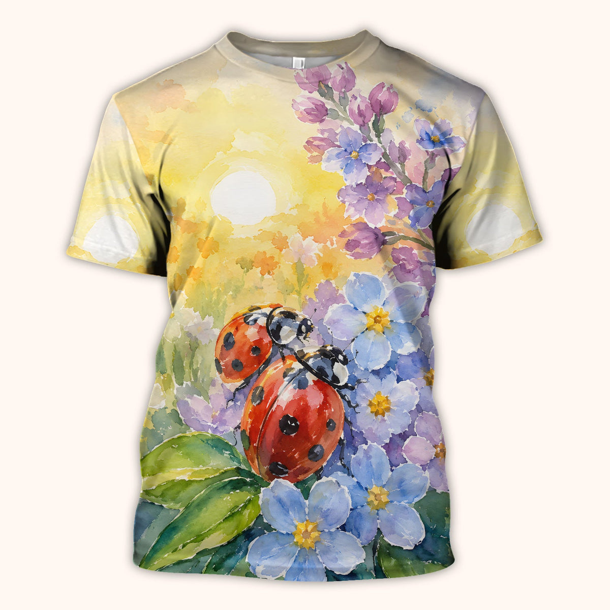 Ladybug Spring Flower Garden Nurse Scrub Top