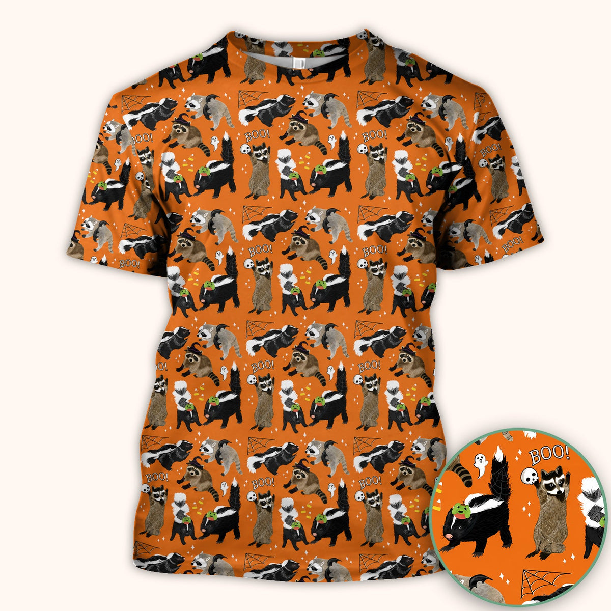 Skunk Raccoon Wildlife Nurse Scrub Top - Halloween Gift
