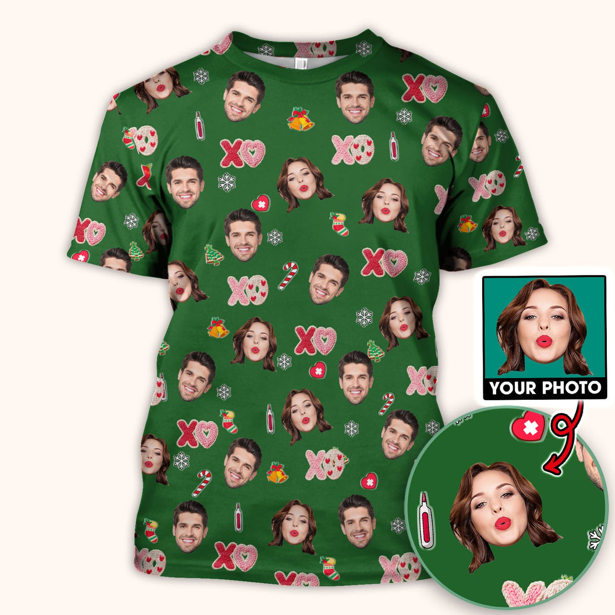 Personalized Photo Face Nurse Scrub Top
