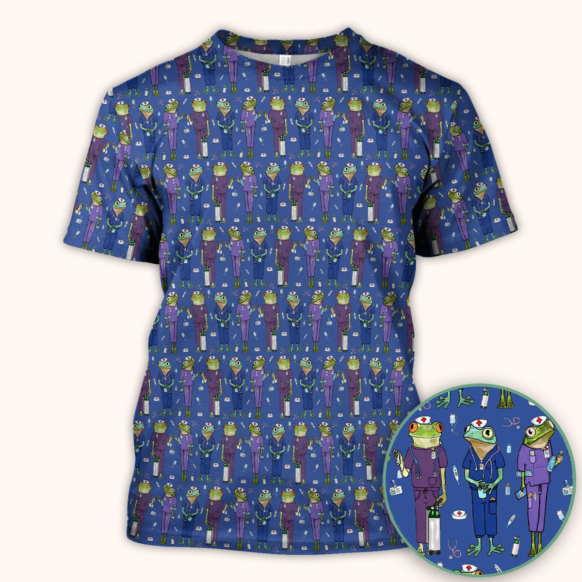 Frog Medical Nurse Scrub Top