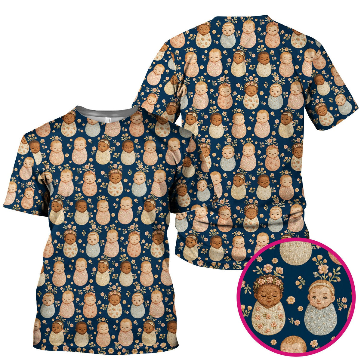 Sweet Newborn Baby Floral Nurse Scrub Top
