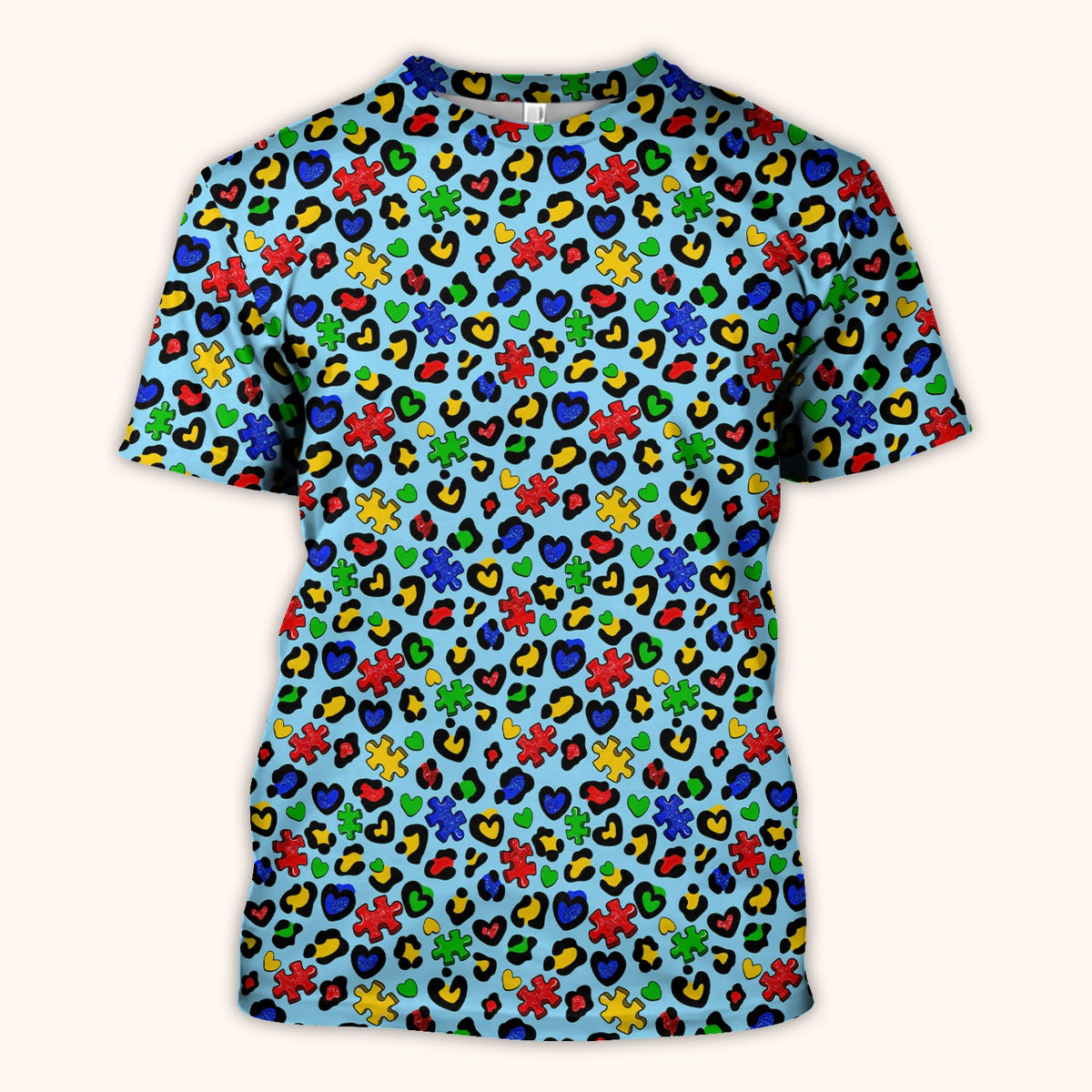 Puzzle Heart Awareness Nurse Scrub Top