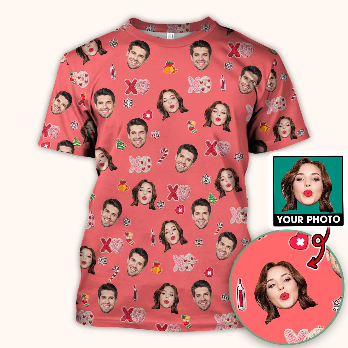 Personalized Photo Face Nurse Scrub Top