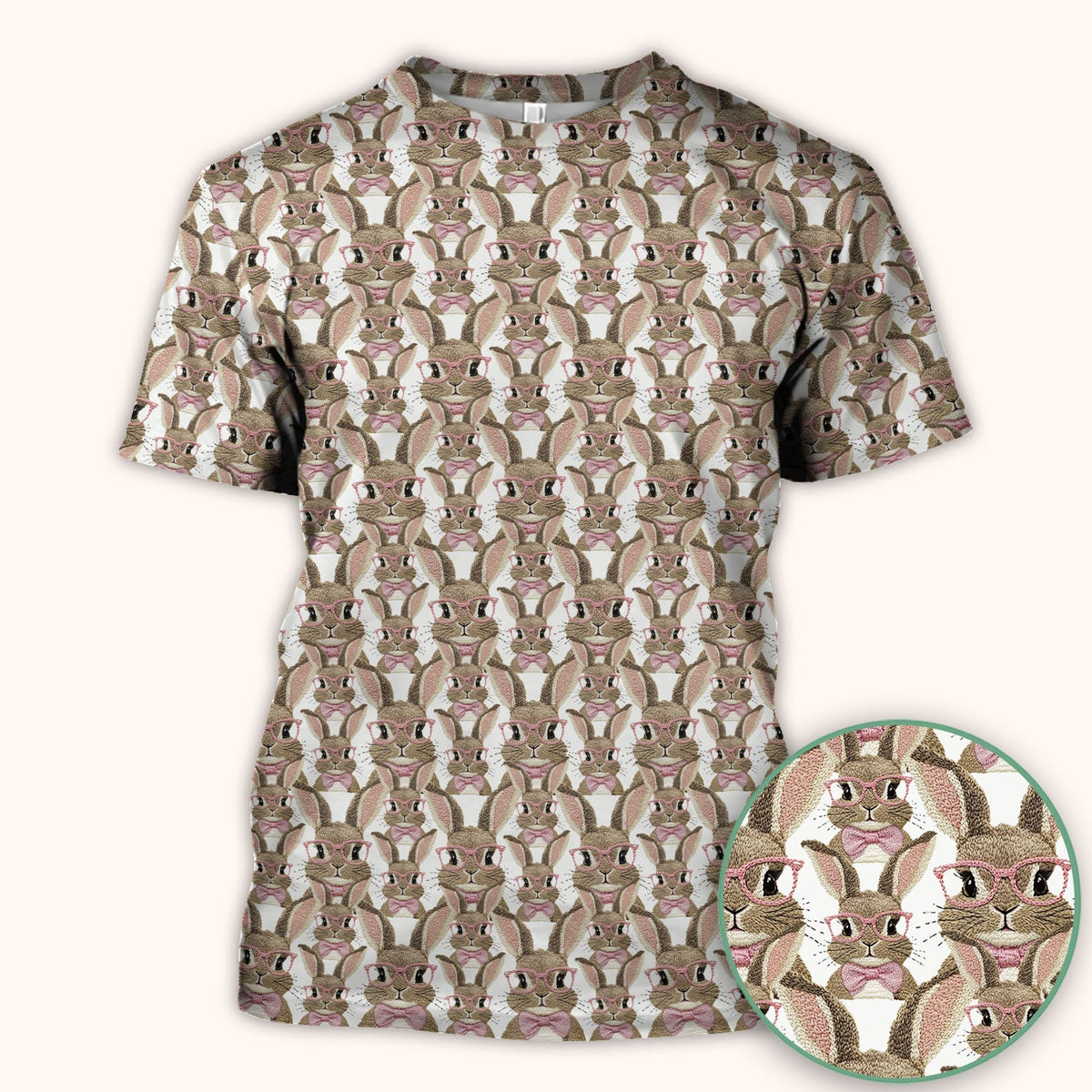 Bunny With Glasses Nurse Scrub Top - Easter Gift