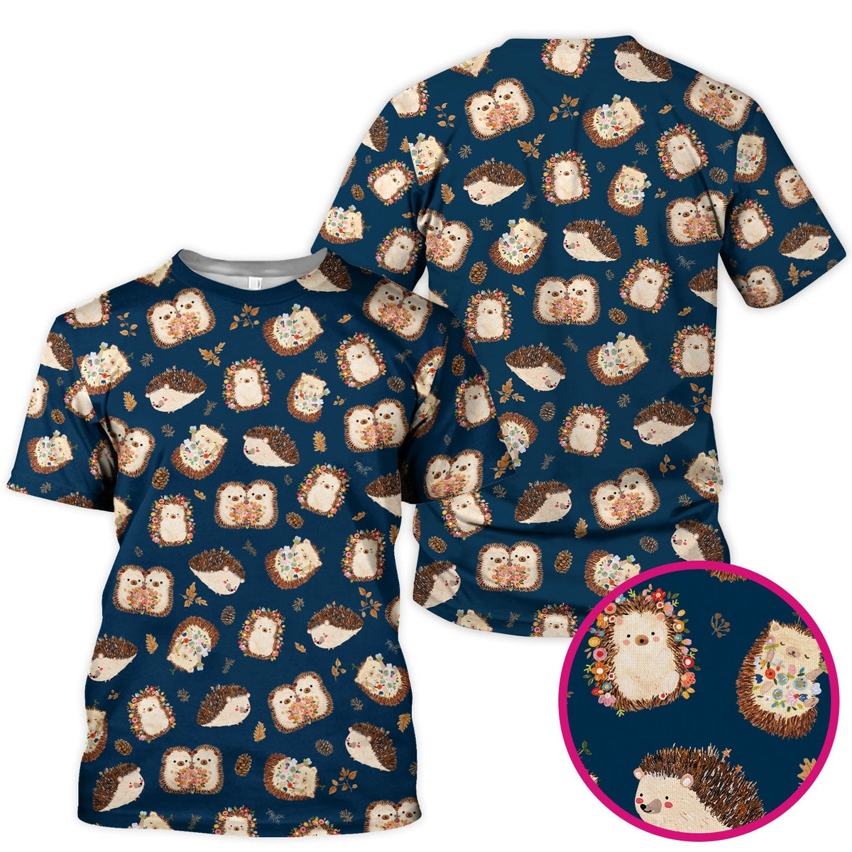 Hedgehog Floral Nurse Scrub Top