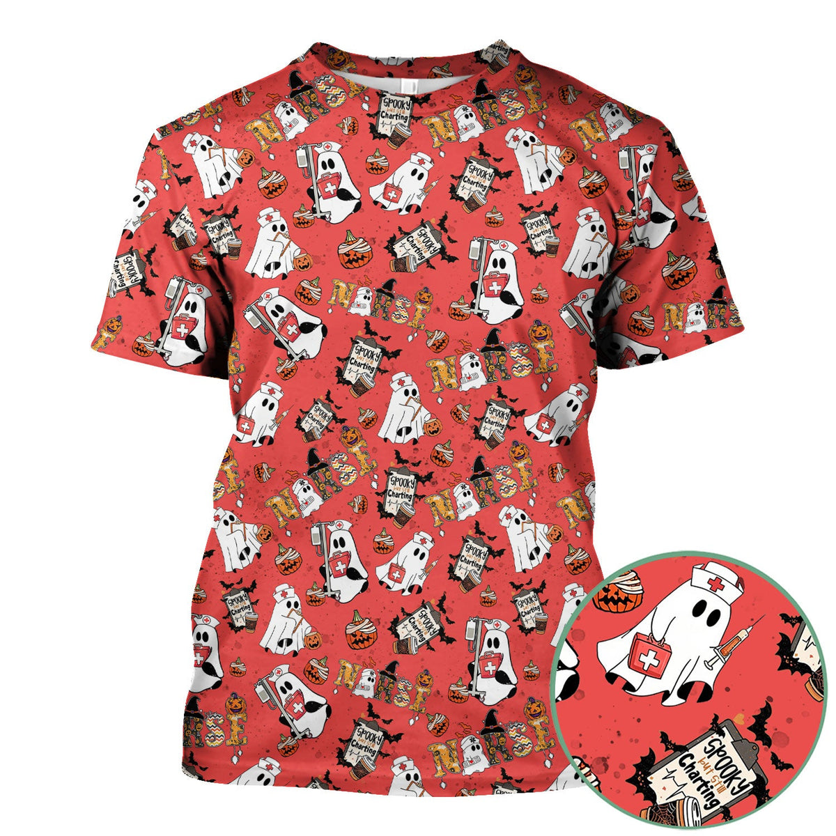 Spooky But Still Charting Nurse Scrub Top - Halloween Gift