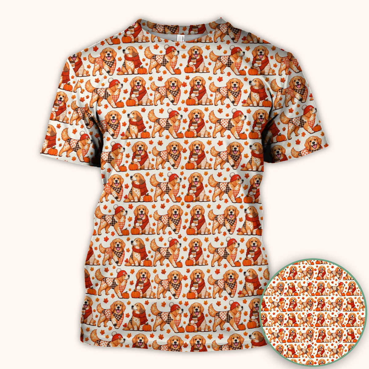 Fall Golden Retriever Pumpkin Nurse Scrub Top