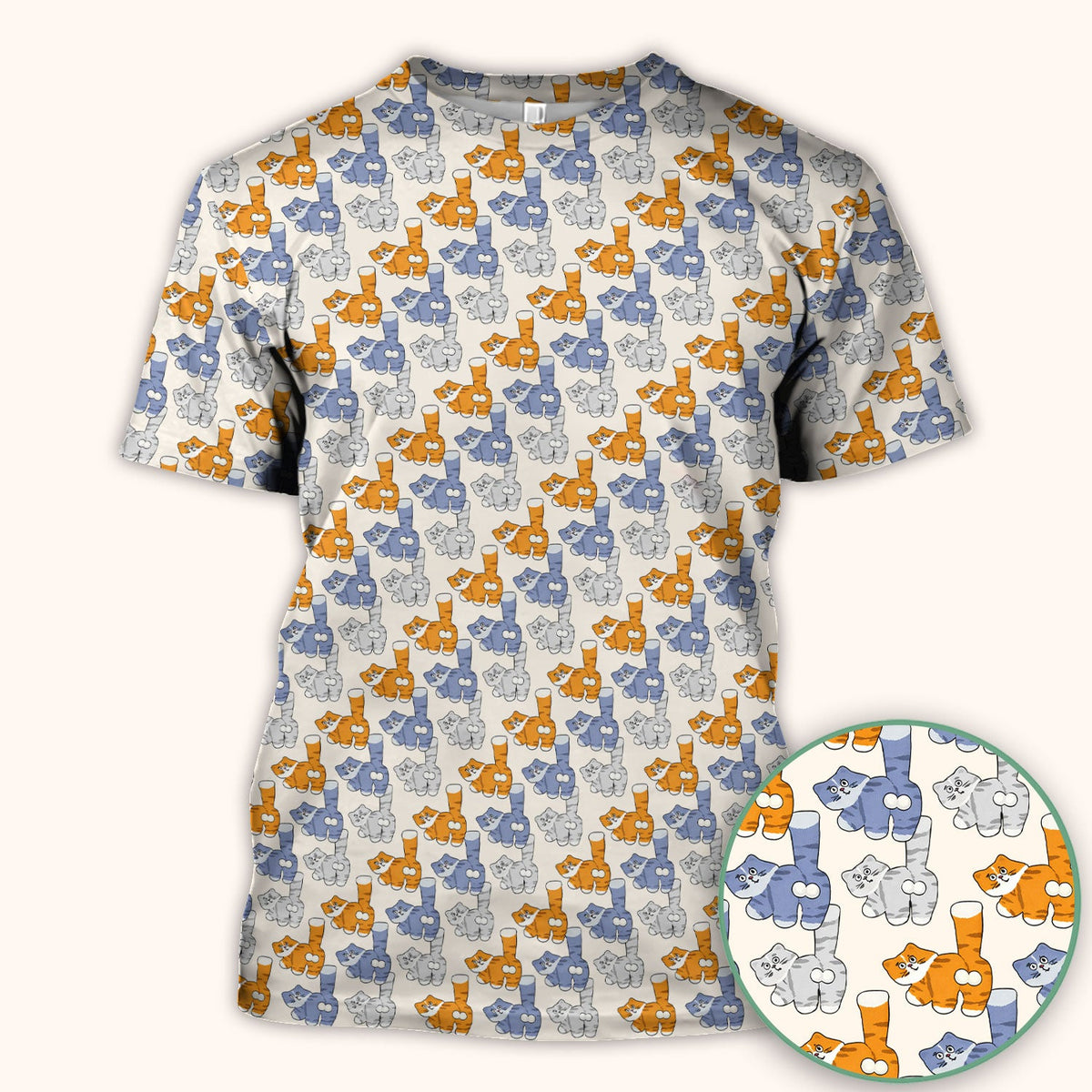 Cartoon Cat Nurse Scrub Top