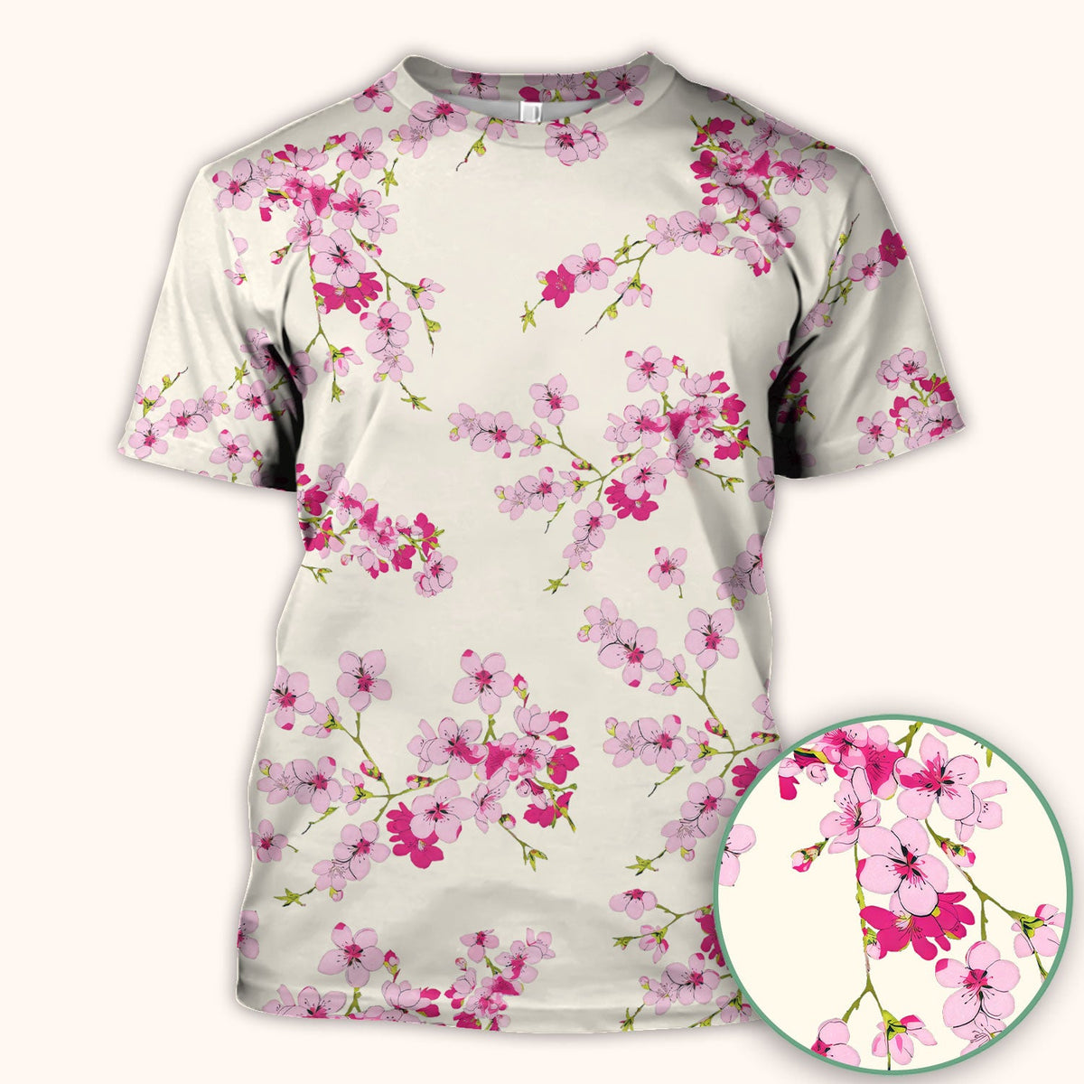 Elegant Cherry Blossom Nurse Scrub Top
