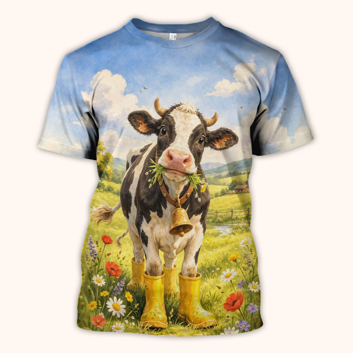 Cow Wearing Boots Nurse Scrub Top