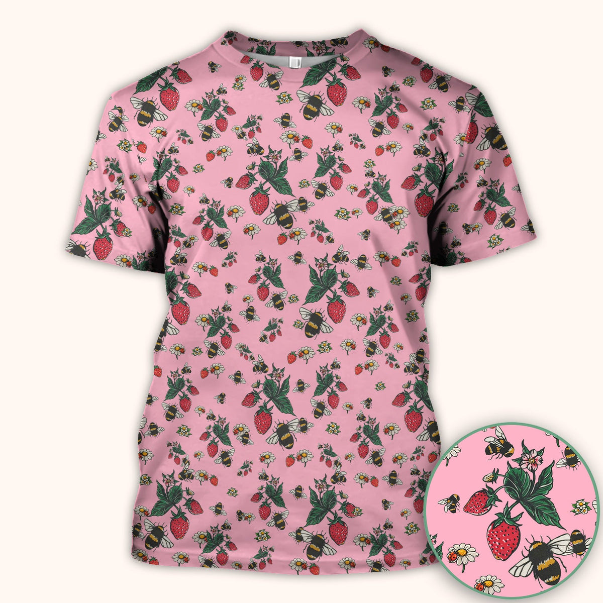 Strawberry Bee Daisy Nurse Scrub Top