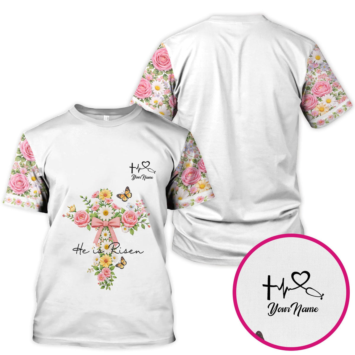 Personalized Easter Nurse He Is Risen Scrub Top