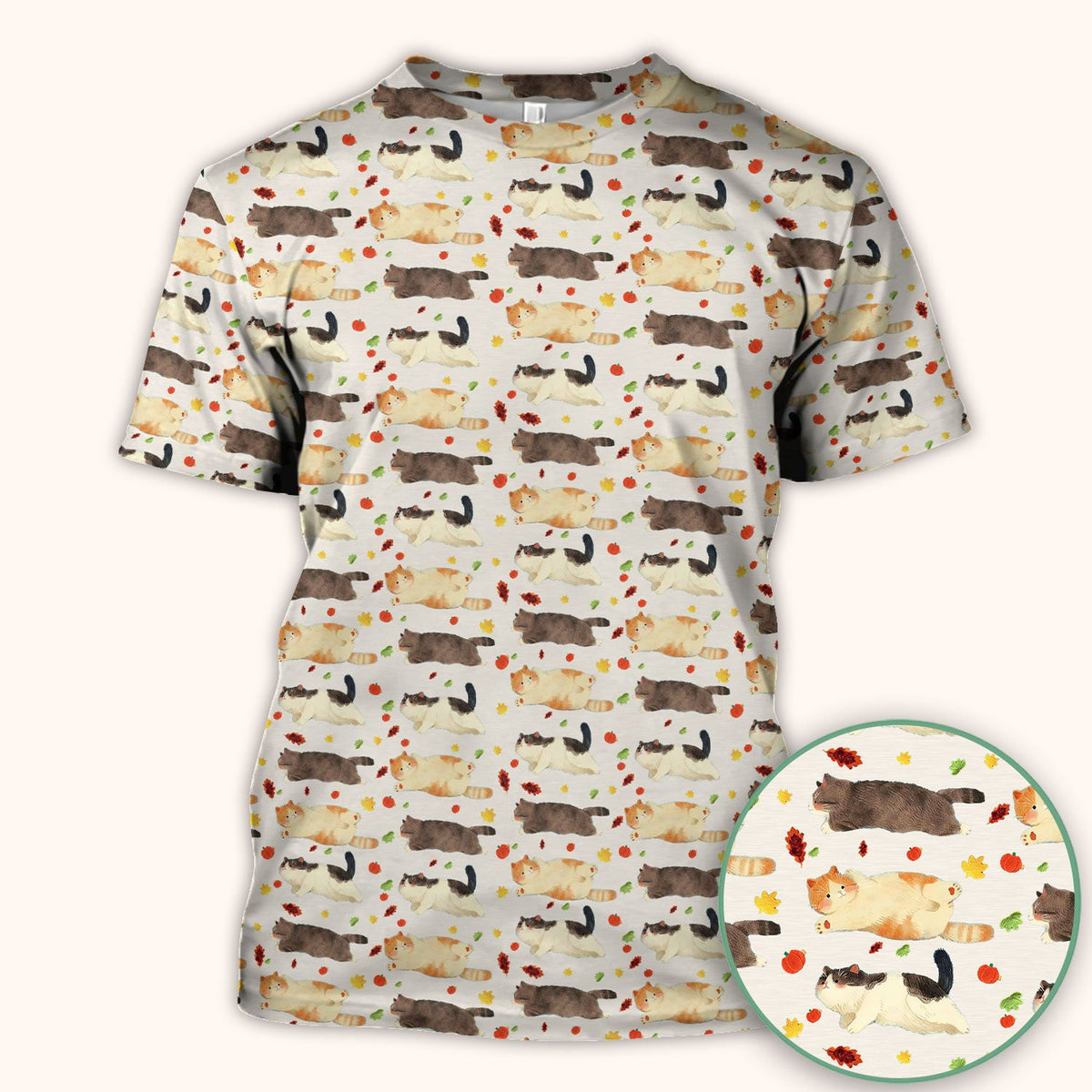 Chubby Cat Autumn Leaves Nurse Scrub Top