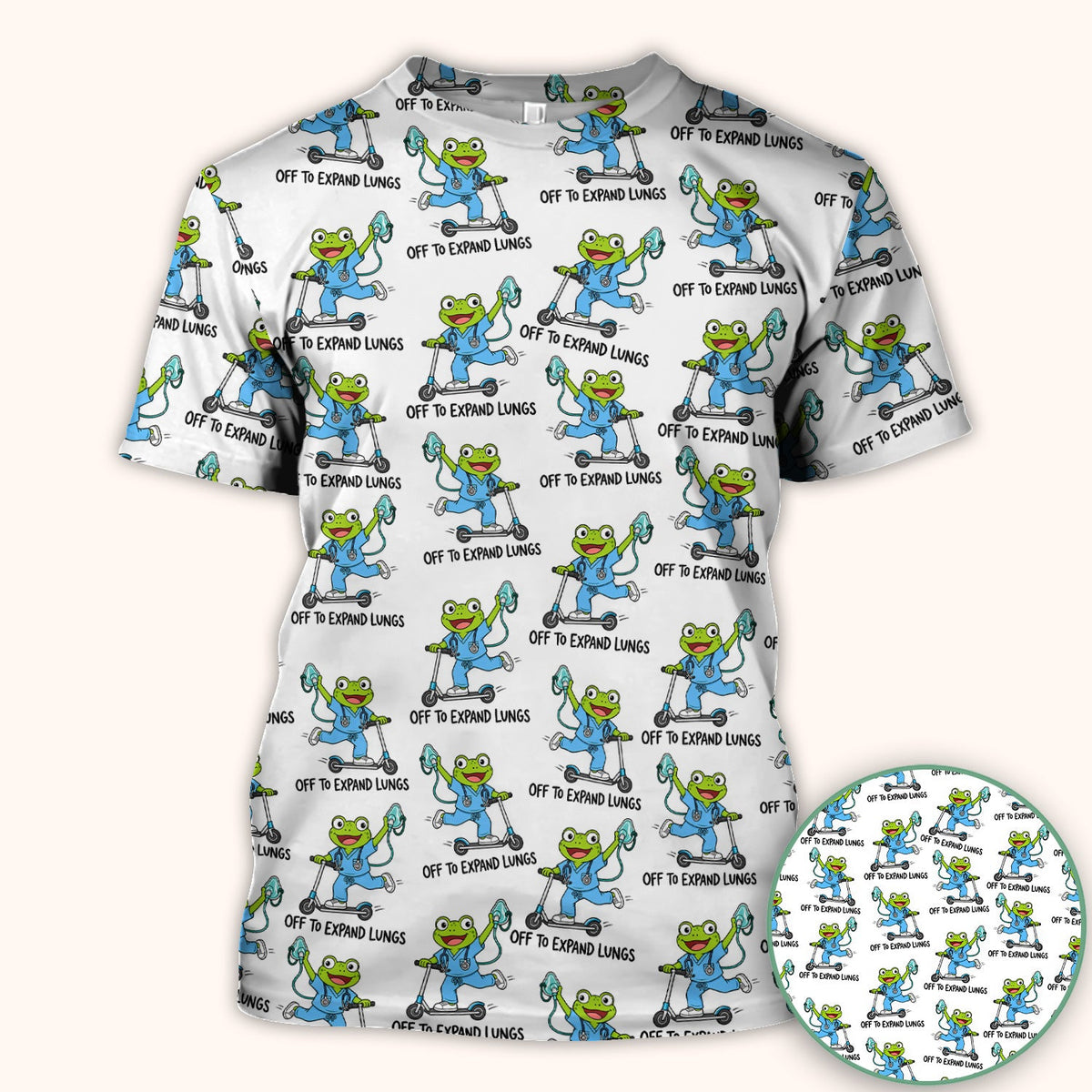 Off To Expand Lungs Frog Nurse Scrub Top