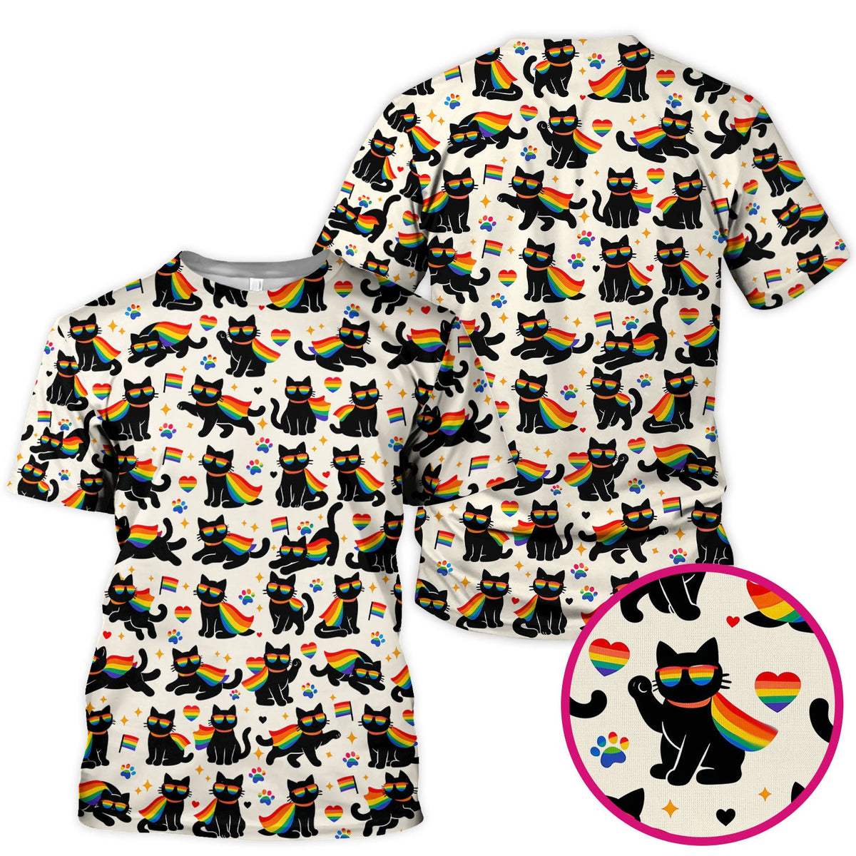 Rainbow Black Cat Pride Nurse Scrub Top