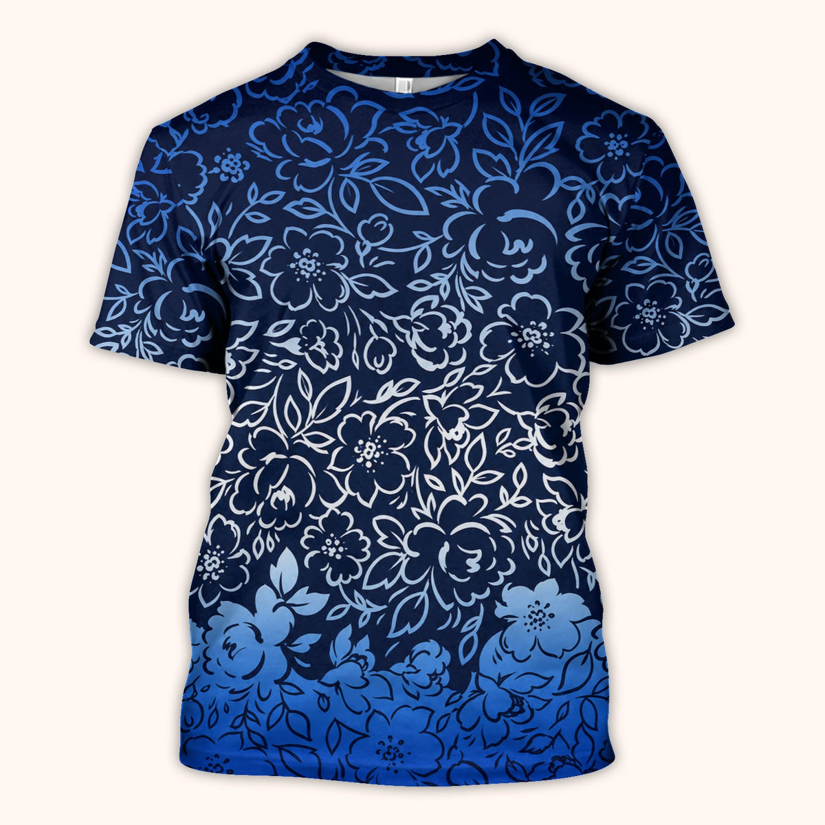 Navy Botanical Flower Nurse Scrub Top