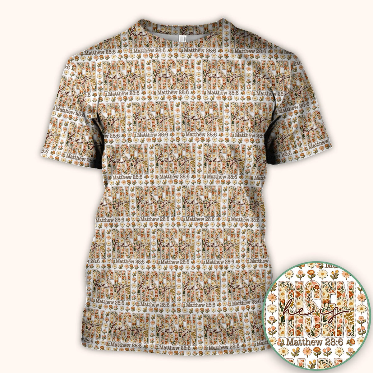 Christian Resurrection Floral Nurse Scrub Top