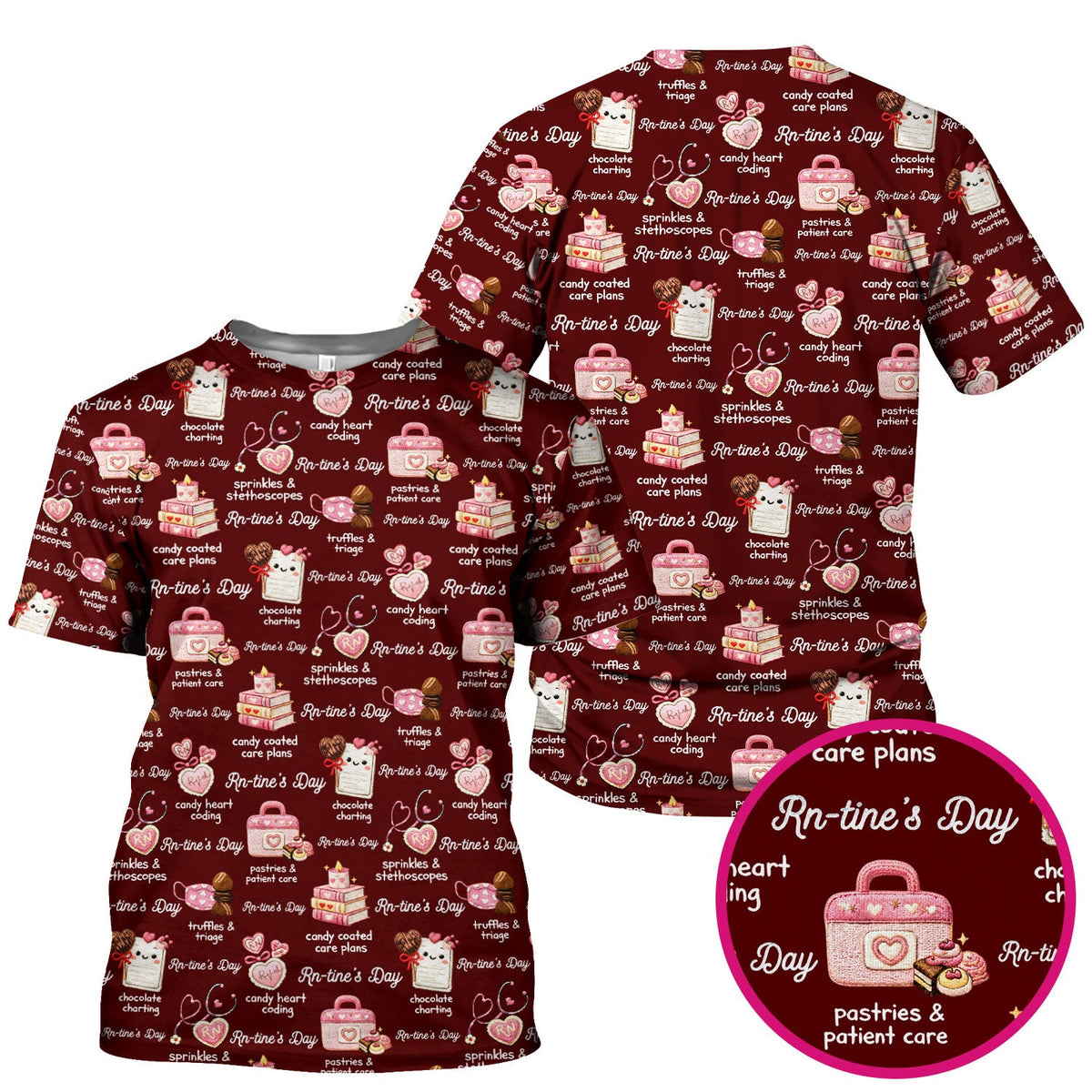 RN Sweets Valentine Stethoscope Nurse Scrub Top