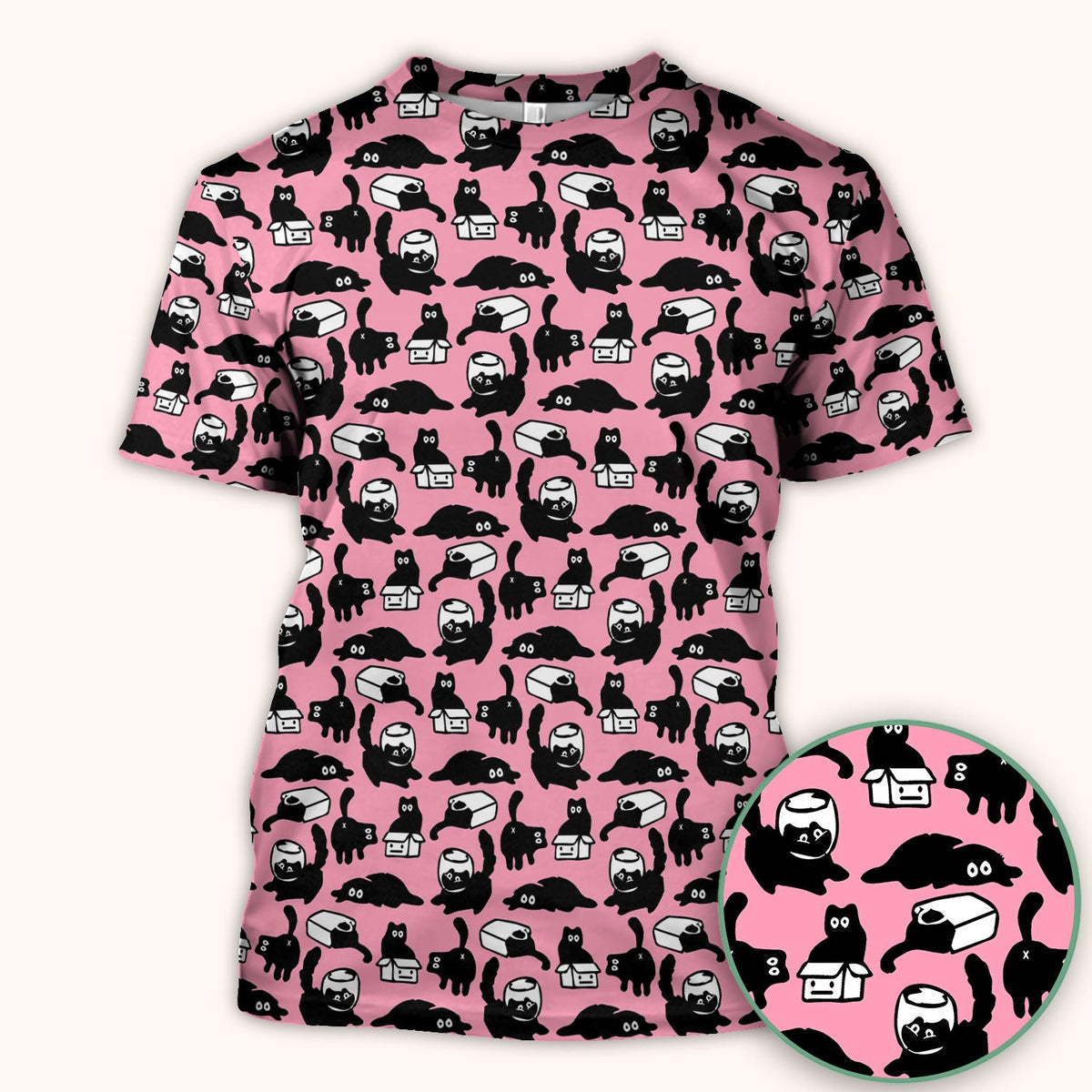 Dark Playful Cat Nurse Scrub Top
