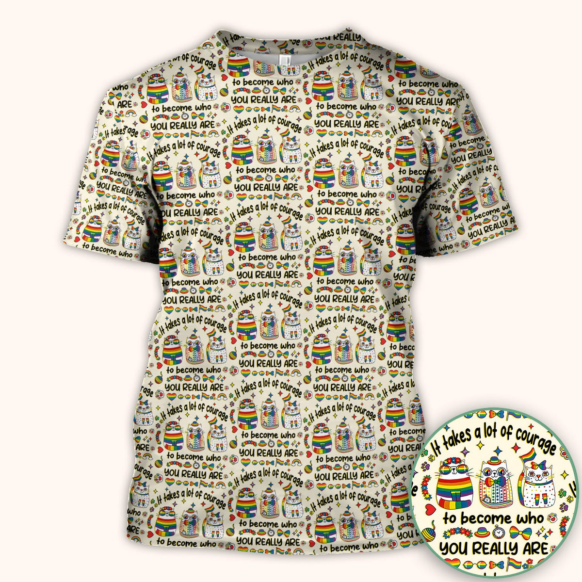 Nurse Rainbow Cat Courage Scrub Top