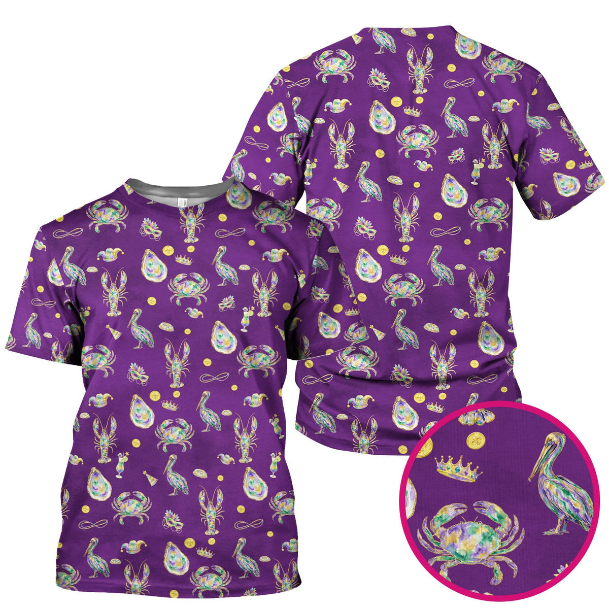 Mardi Gras Seafood Nurse Scrub Top