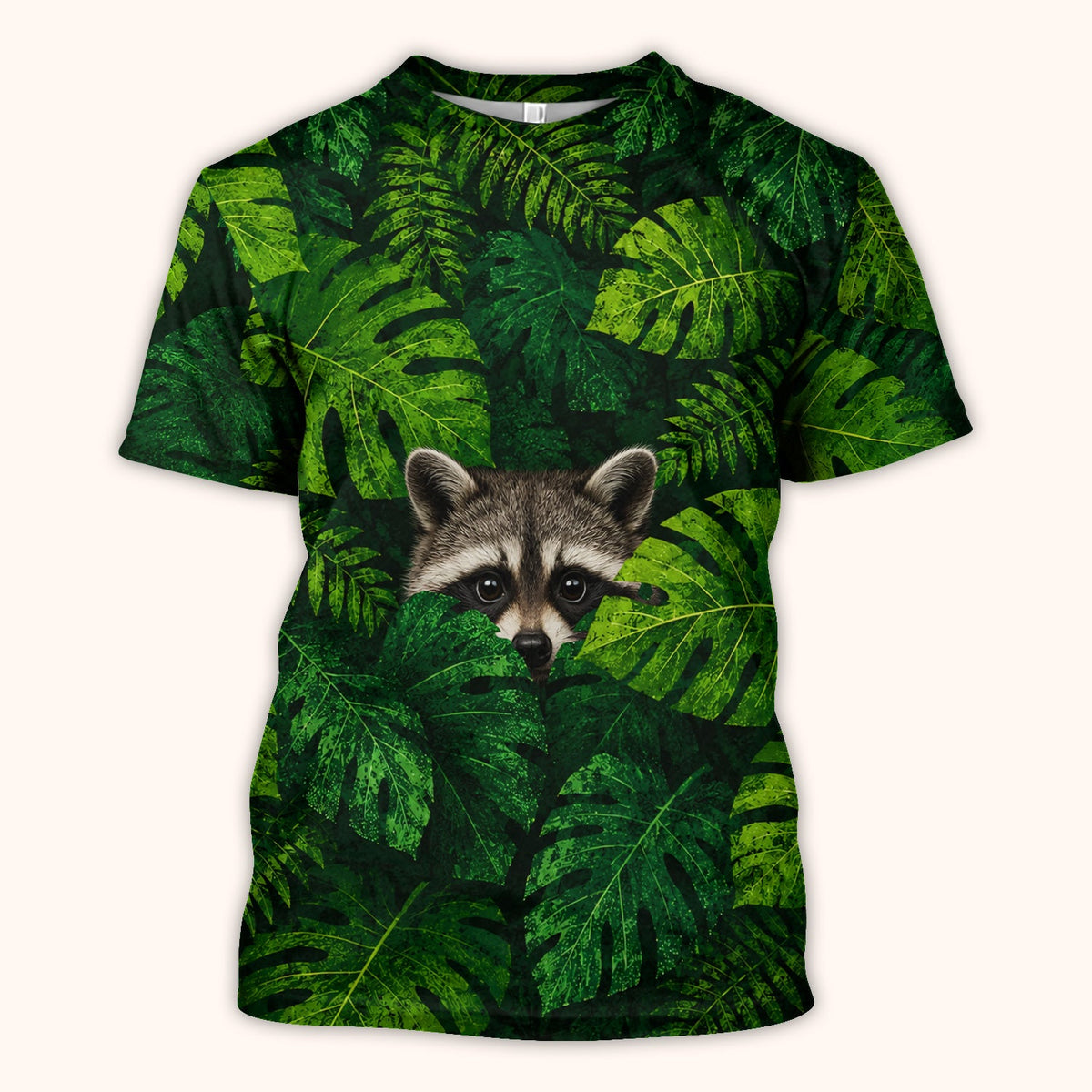 Raccoon Tropical Leaf Nurse Scrub Top