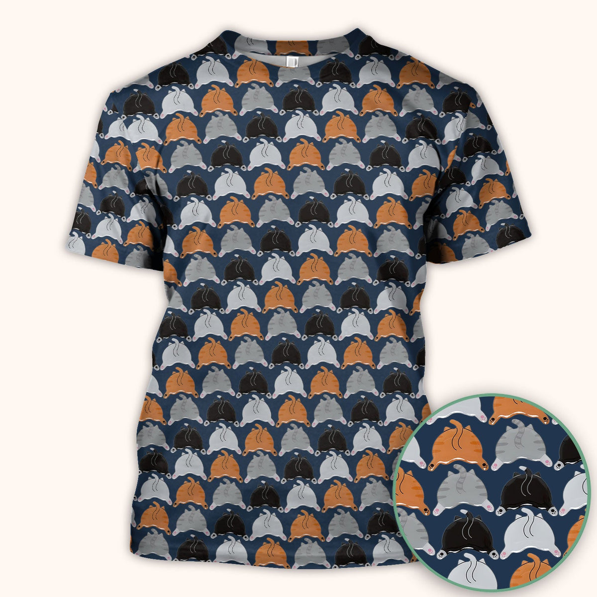 Multicolor Cat Nurse Scrub Top