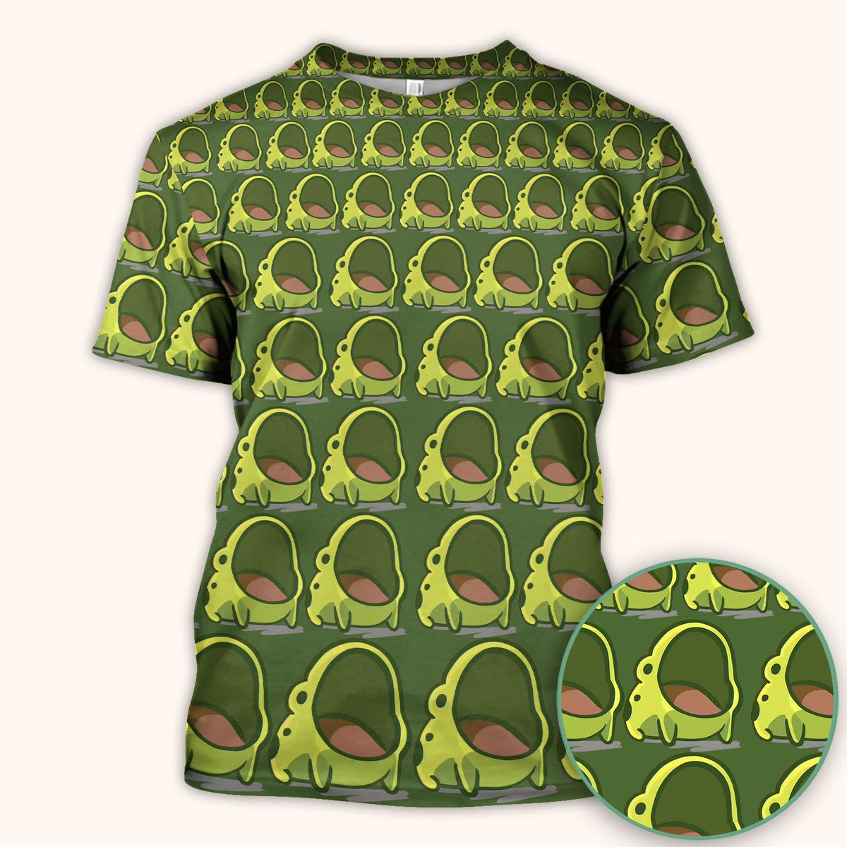 Green Frog Cartoon Nurse Scrub Top