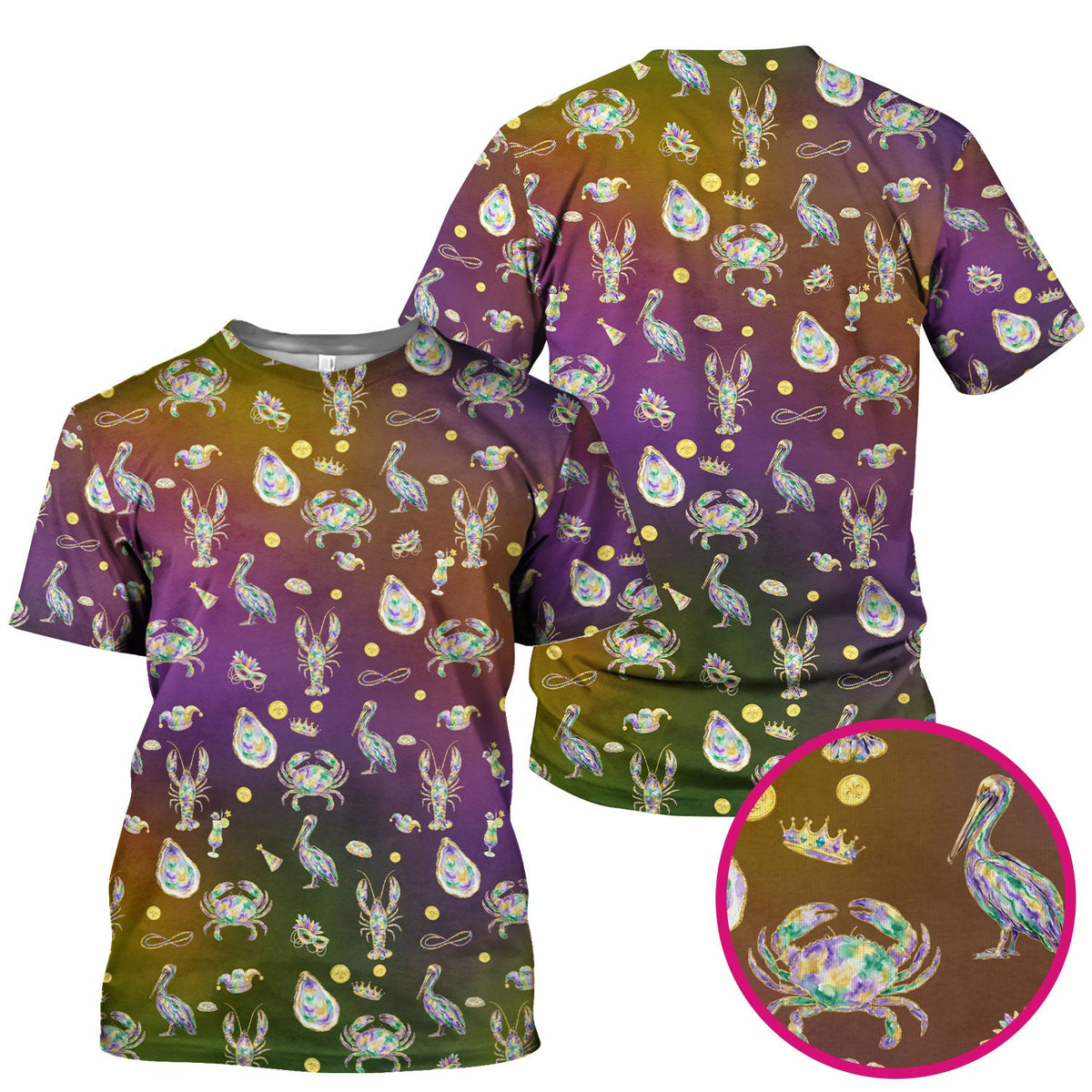 Mardi Gras Seafood Nurse Scrub Top