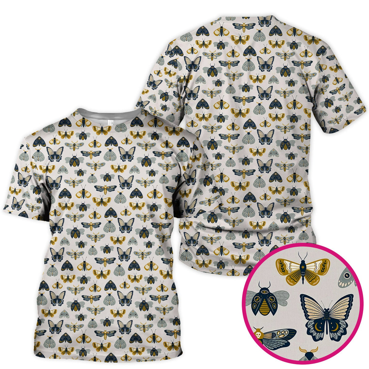 Vintage Butterfly Moth Insect Nurse Scrub Top