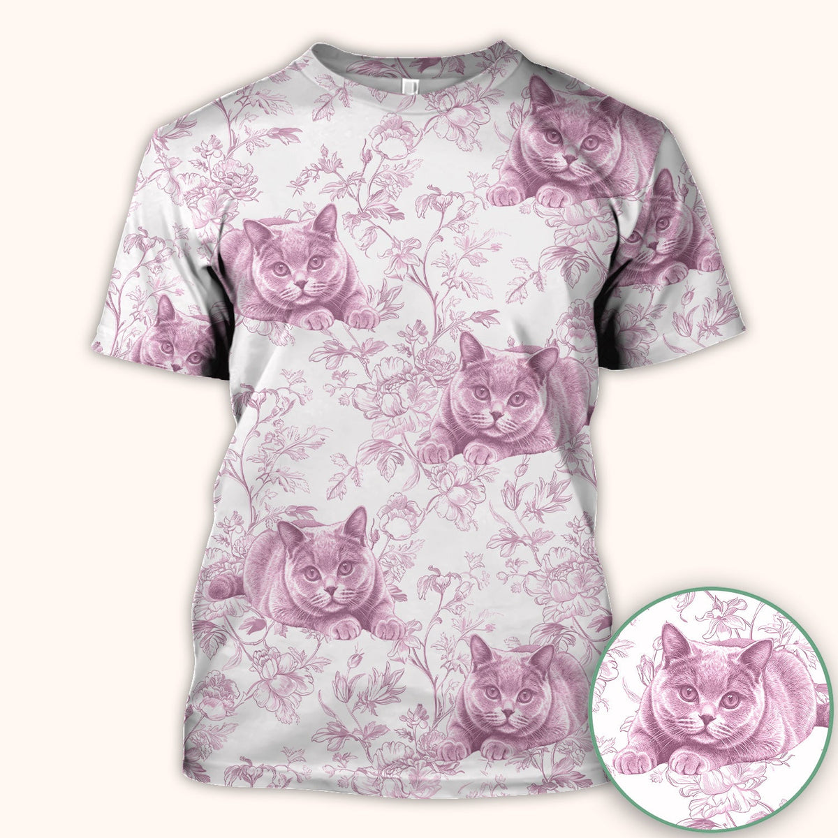 Dog Cat Chinoiserie Nurse Scrub Top