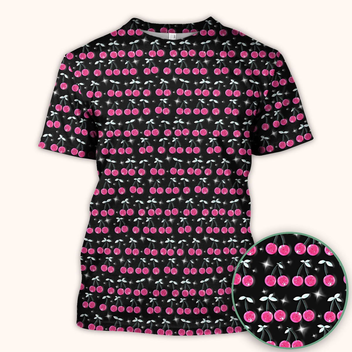 Pink Cherry Sparkle Nurse Scrub Top