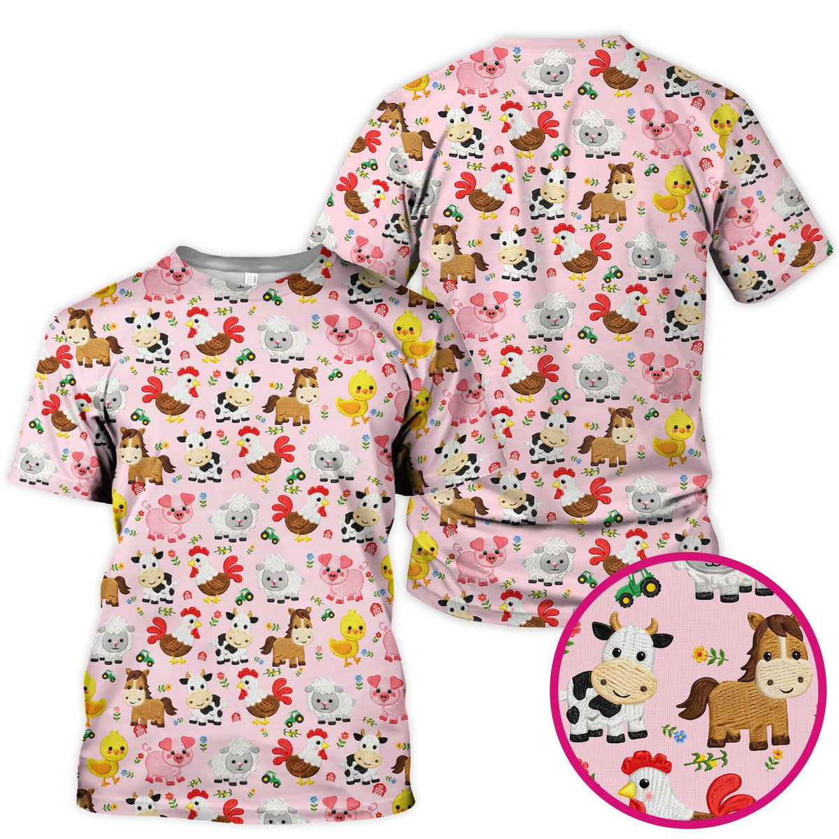 Cartoon Farm Animal Nurse Scrub Top