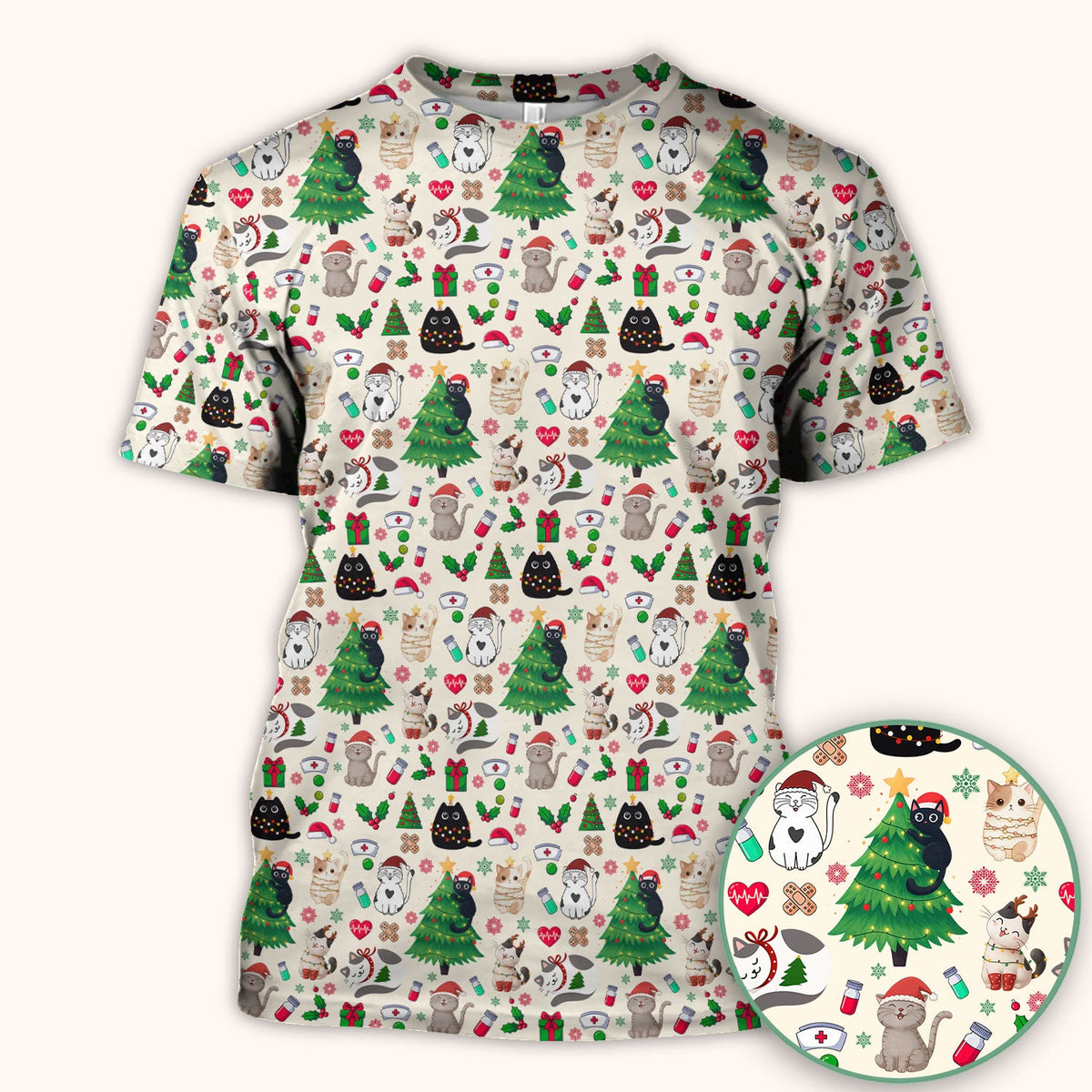 Christmas Pet Nurse Scrub Top