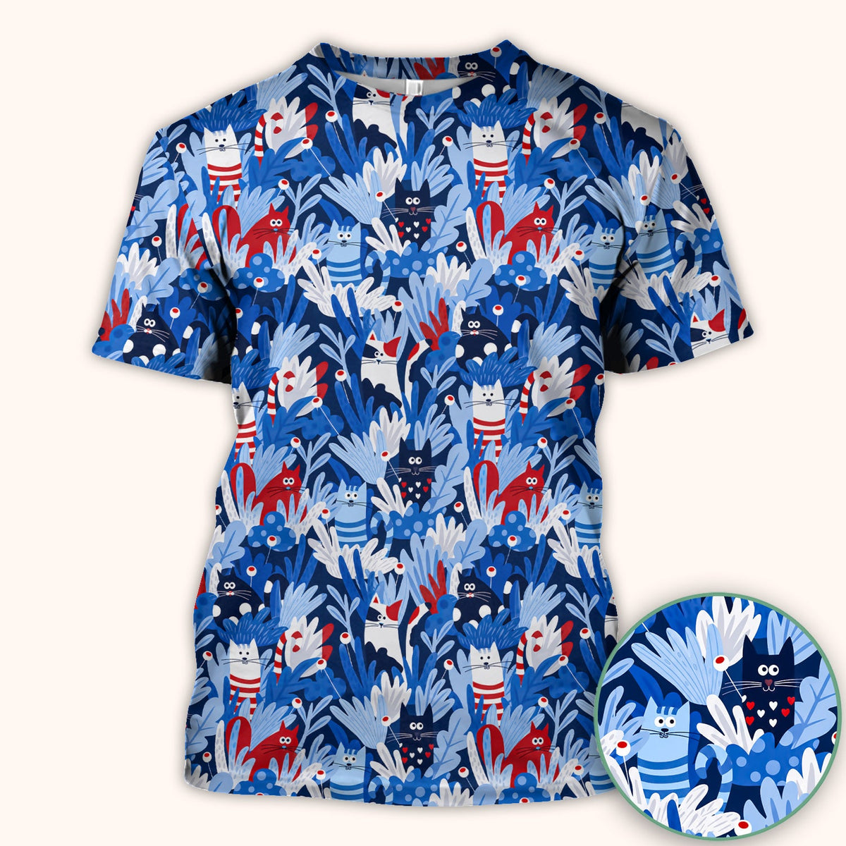 Cats Among Blue Foliage Nurse Scrub Top