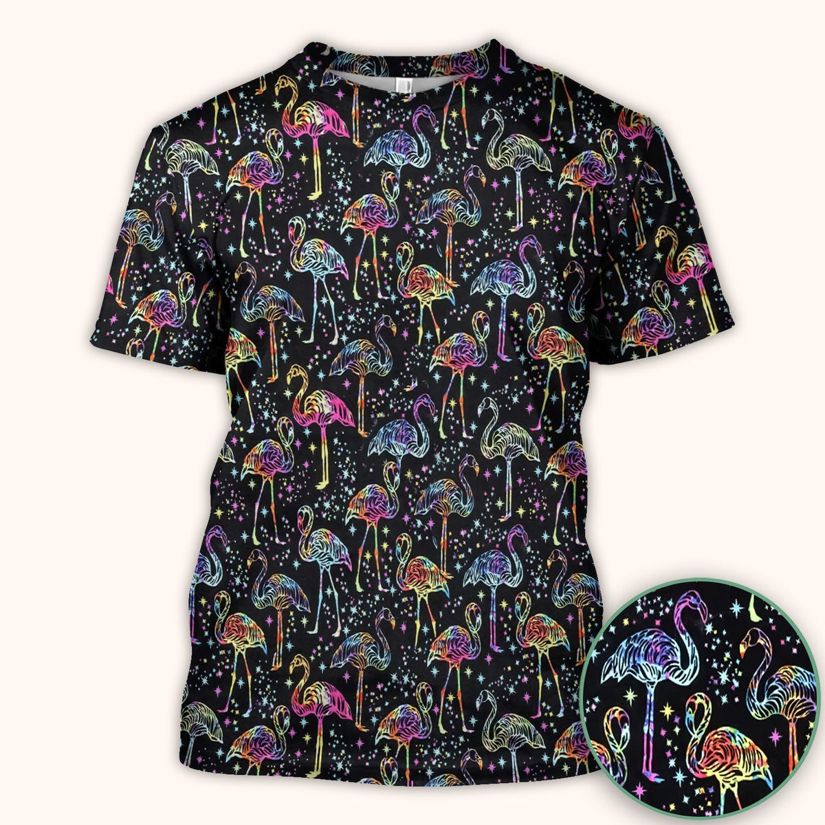 Neon Flamingo Starry Night Nurse Scrub Top