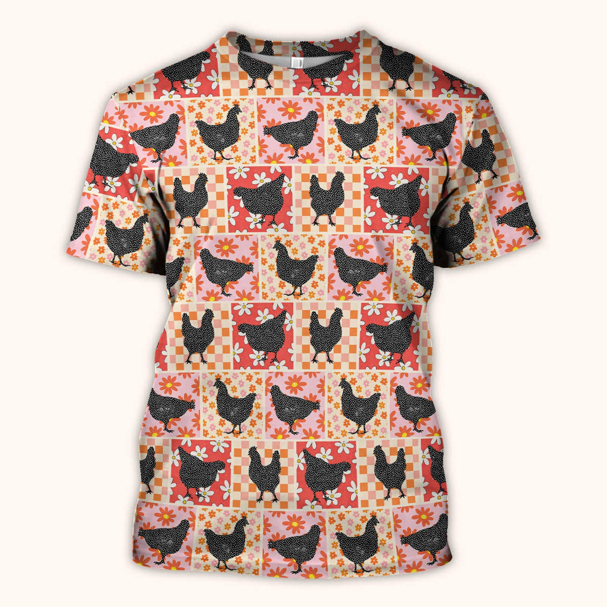 Chicken Patchwork Floral Nurse Scrub Top