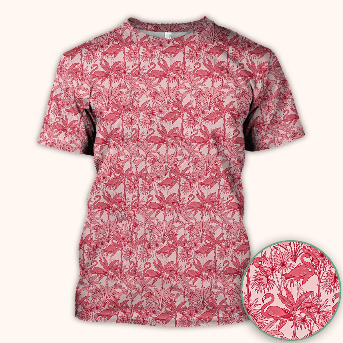 Tropical Flamingo Palm Leaves Nurse Scrub Top