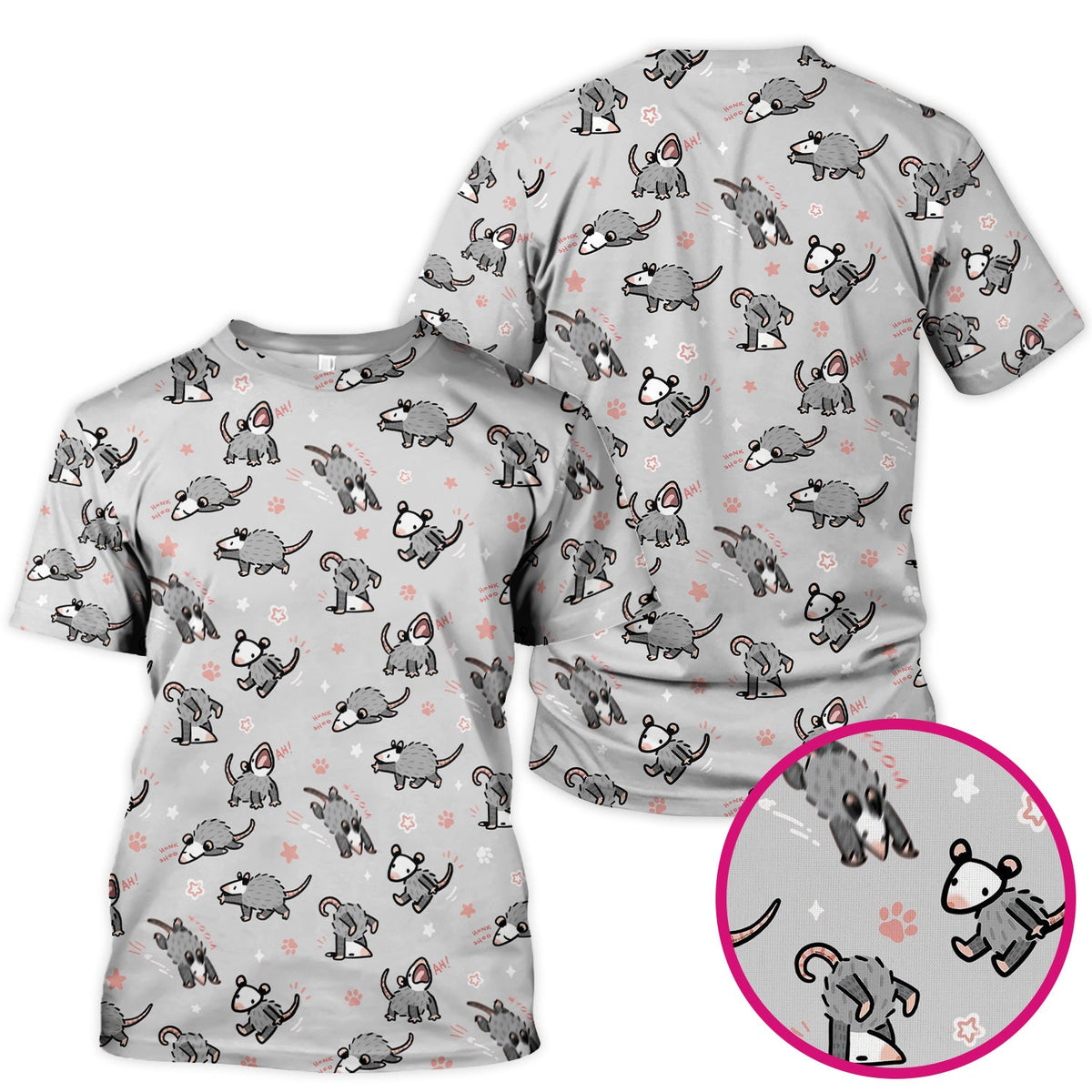 Cartoon Opossum Nurse Scrub Top