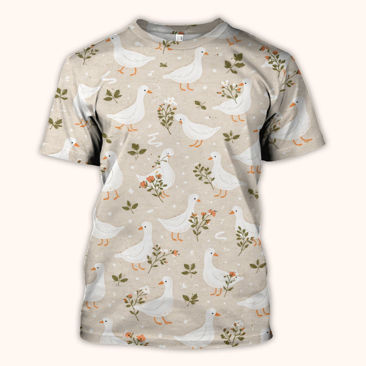 White Goose Floral Meadow Nurse Scrub Top